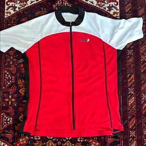Red and White Cycling Jersey with Black Trim